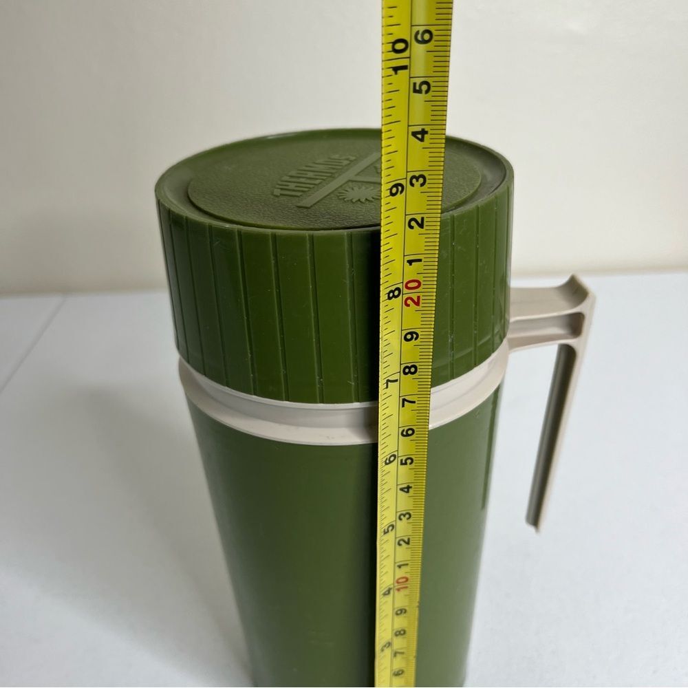 Vintage Thermos Avocado Green Pint Size Model 7202 Stopper Cup Filler King Seely - Picture 10 of 11